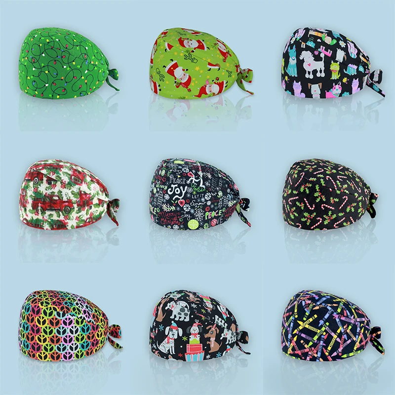 Santa Printed Cap Pure Cotton High Quality Fashion Multicolor Nurse Scrub Cap Adjustable Bandage Turban Unisex Doctor Cap
Santa Printed Cap Pure Cotton High Quality Fashion Multicolor Nurse Scrub Cap Adjustable Bandage Turban Unisex Doctor Cap