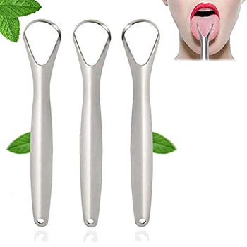 Tongue Scraper Cleaner Grade Stainless Steel (Pack of 3) - Tongue Cleaner for Adults, Kids, Men and Women -Bad Breath with BPA-F 
Tongue Scraper Cleaner Grade Stainless Steel (Pack of 3) - Tongue Cleaner for Adults, Kids, Men and Women -Bad Breath with BPA-F