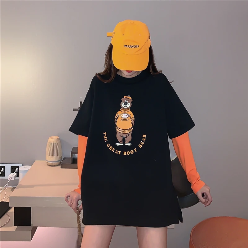 Long-sleeved t-shirt female net red loose fashion bottoming shirt blouse print cartoon sports women's fake two pieces 2020 new
Long-sleeved t-shirt female net red loose fashion bottoming shirt blouse print cartoon sports women's fake two pieces 2020 new