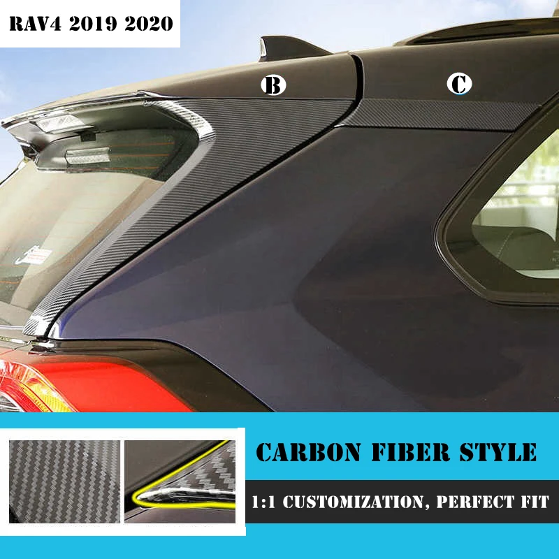ABS автомобильный Стайлинг рамка заднего окна для Toyota RAV4 RAV 4 2019 2020 2 шт карбоновое