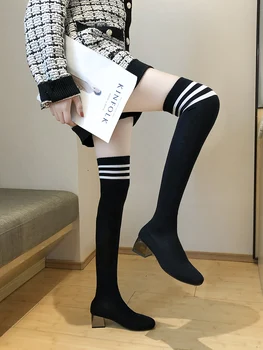 Boots children 2019 autumn Korean wild thick heel women's boots high heels autumn and winter stretch socks boots over knee boots 
Boots children 2019 autumn Korean wild thick heel women's boots high heels autumn and winter stretch socks boots over knee boots