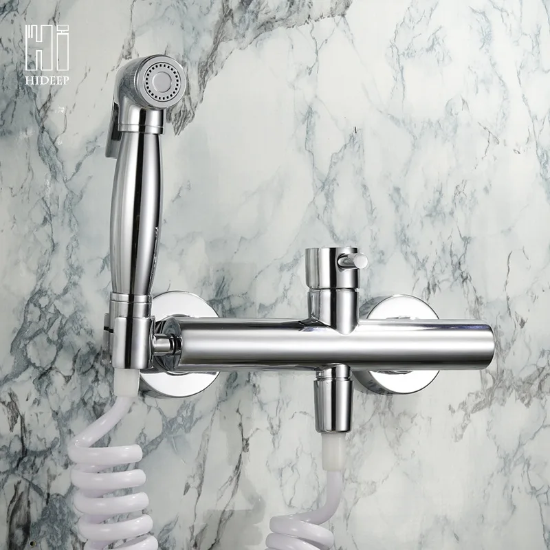 Hideep Copper Chamber Pot Spray Gun Two into a Cold Health Faucet Bidet Set Hi09003