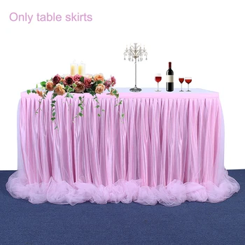 

Beautiful Wedding Baby Shower Table Skirt Round Rectangle Dessert Tutu Table Cloth Skirting Home Birthday Party Decoration