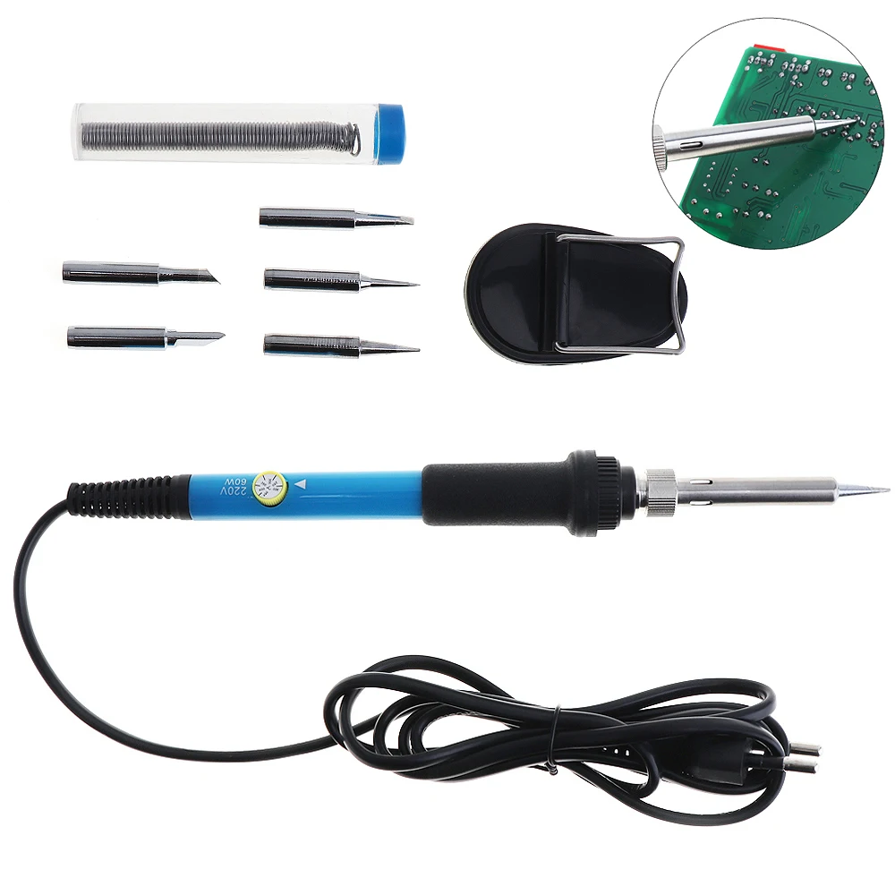 8pcs/set 110 /220V 60W Adjustable Temperature Electric Soldering Iron Kit with 5pcs Solder Tip and Stand Tin Wire
8pcs/set 110 /220V 60W Adjustable Temperature Electric Soldering Iron Kit with 5pcs Solder Tip and Stand Tin Wire