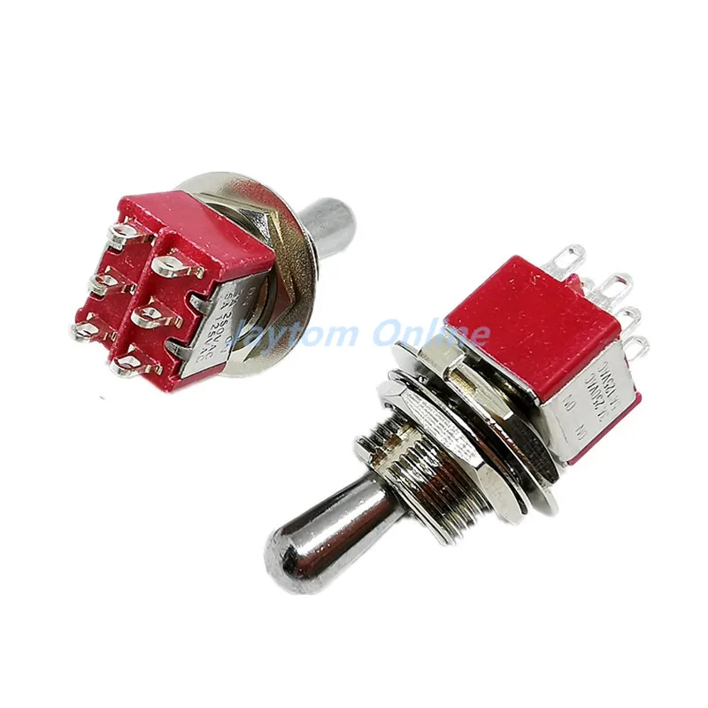 

5pcs T80-T 12mm ON-ON DPDT 6Pin 2Position Maintained Mini Toggle Switch Short Handle 3A 250VAC/5A 125VAC
