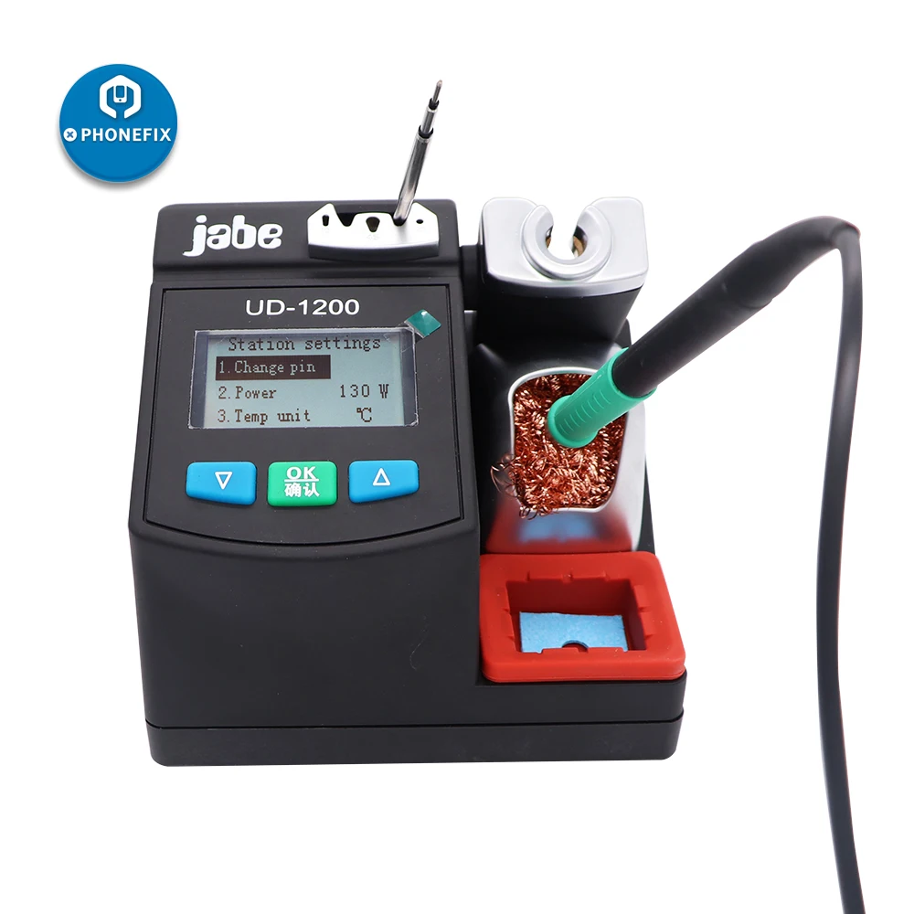 Jabe UD-1200 Lead-Free Soldering Station Phone PCB Welding Tool with 2.5S Rapid Heating Dual Channel Power Supply Heating System
Jabe UD-1200 Lead-Free Soldering Station Phone PCB Welding Tool with 2.5S Rapid Heating Dual Channel Power Supply Heating System