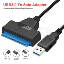 Sata USB câble Sata vers USB 3.0 adaptateur prise en charge 2.5 pouces disque dur SSD externe 22 broches Sata III câble USB Sata 3.0 adaptateur(China)