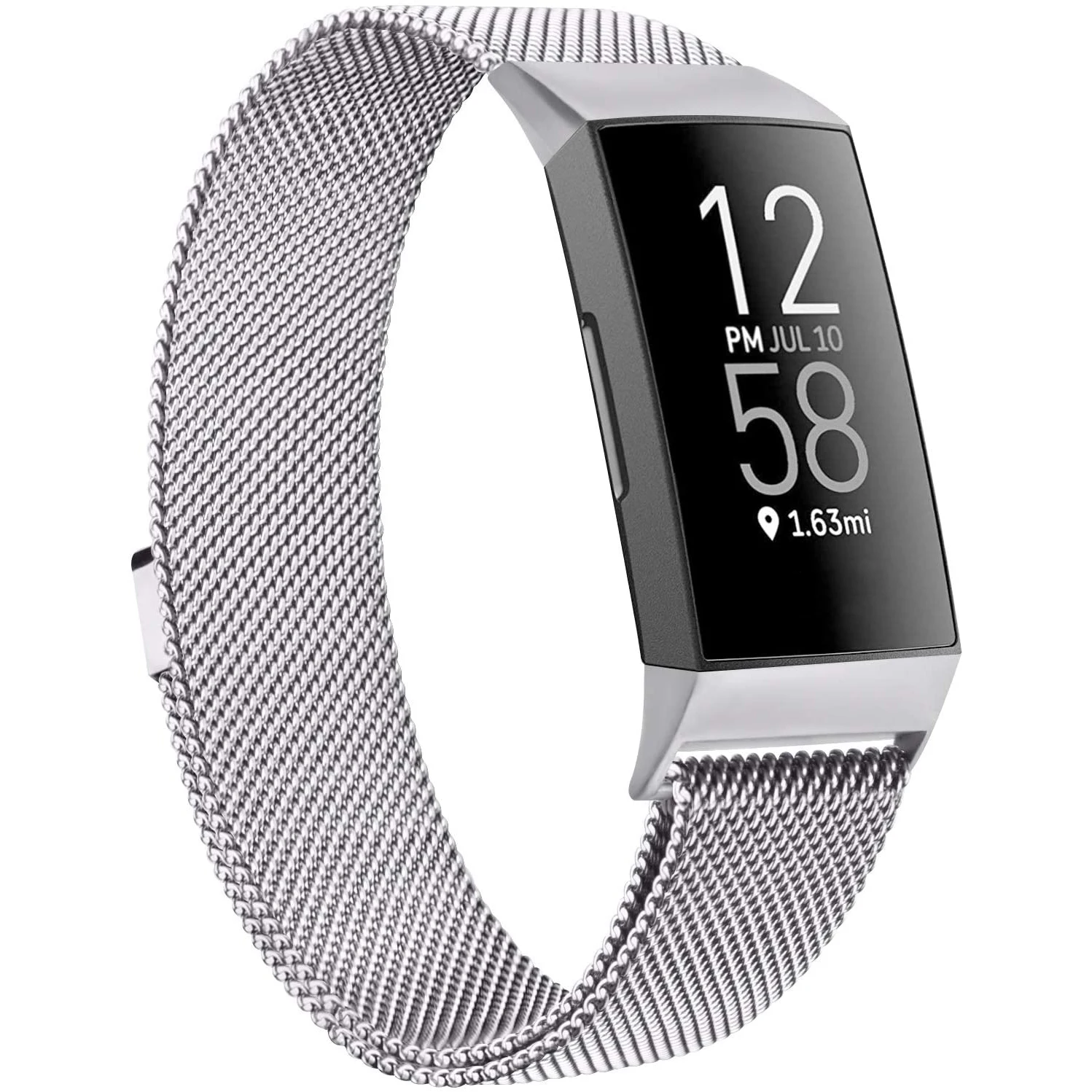 

Metal Replacement Strap Compatible with Fitbit Charge 3 Strap/Fitbit Charge 4 Strap, Adjustable Stainless Steel Wristband