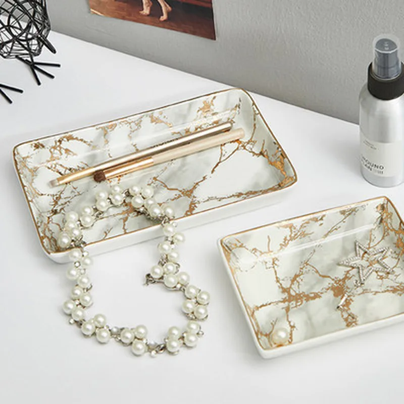 Ceramic Tray Gold-drawing Marble Pattern Storage Tray Multifunctional Jewelry Cosmetics Household Bathroom Supplies Storage Tray
Ceramic Tray Gold-drawing Marble Pattern Storage Tray Multifunctional Jewelry Cosmetics Household Bathroom Supplies Storage Tray