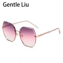 

Fashion Large Rimless Sunglasses Women High Quality Polarized Sun Glasses Retro Square Eyeglasses Ladies Des Lunettes De Soleil