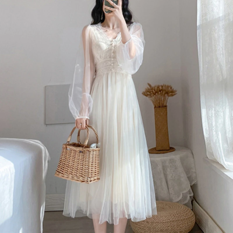 Женское Сетчатое платье YAMDI элегантное винтажное средней длины с v образным