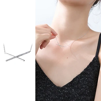 Mocanie Real 925 Sterling Silver Sparkling Zircon Geometric Cross Stick Line Pendant Necklace for Women Link Chain Fine Jewelry
Mocanie Real 925 Sterling Silver Sparkling Zircon Geometric Cross Stick Line Pendant Necklace for Women Link Chain Fine Jewelry