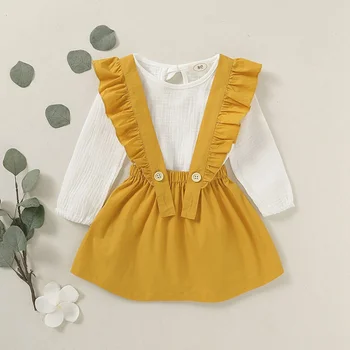 Spring Baby Girls Clothes Set Toddler Gilrls 1-6Y Long Sleeve Solid Color T-shirt Blouse Strap Skirts Casual Outfits Set 
Spring Baby Girls Clothes Set Toddler Gilrls 1-6Y Long Sleeve Solid Color T-shirt Blouse Strap Skirts Casual Outfits Set