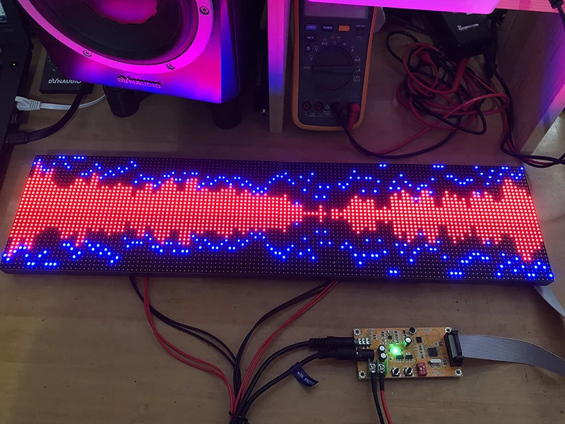 Full Color RGB Music Audio Spectrum Display Screen KTV Stage LED Rhythm Light 64 Mode Level Indicator VU Meter DIY