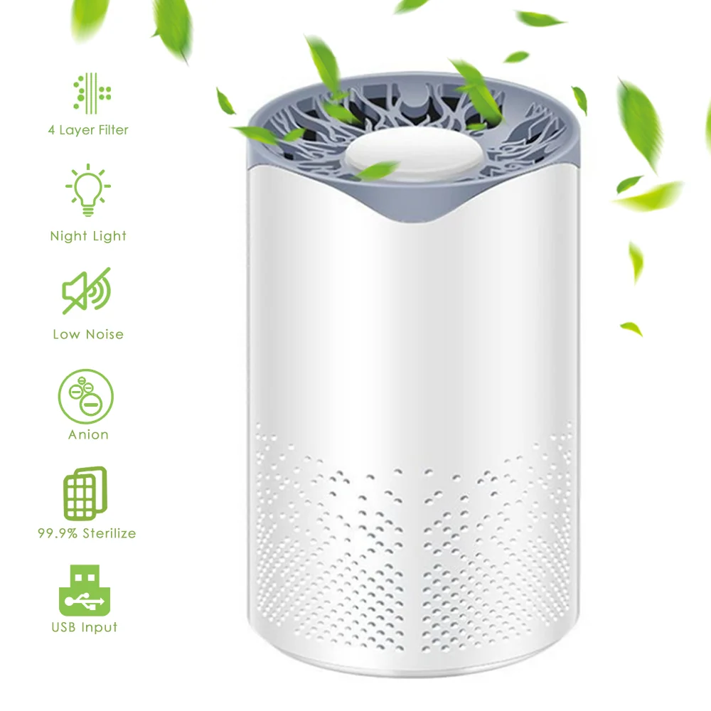 Portable LED UV Sterilize 4 Layer Filter Air Purifier USB Charging Night Light Air Cleaner Anion Ionizer Negative Ion Generator
Portable LED UV Sterilize 4 Layer Filter Air Purifier USB Charging Night Light Air Cleaner Anion Ionizer Negative Ion Generator