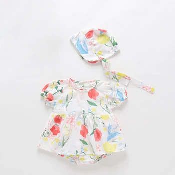 Flofallzique Cotton Girls Romper Round Neck Puff Sleeves and Little Hat Flower Pattern Sweet Party Wedding Toddler Baby Clothes 
Flofallzique Cotton Girls Romper Round Neck Puff Sleeves and Little Hat Flower Pattern Sweet Party Wedding Toddler Baby Clothes