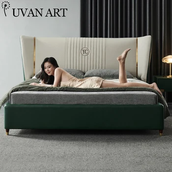 Bed modern and simple 2 meters 2.2 meters large bed creative net red nappa leather Nordic leather bed leather bed
Bed modern and simple 2 meters 2.2 meters large bed creative net red nappa leather Nordic leather bed leather bed