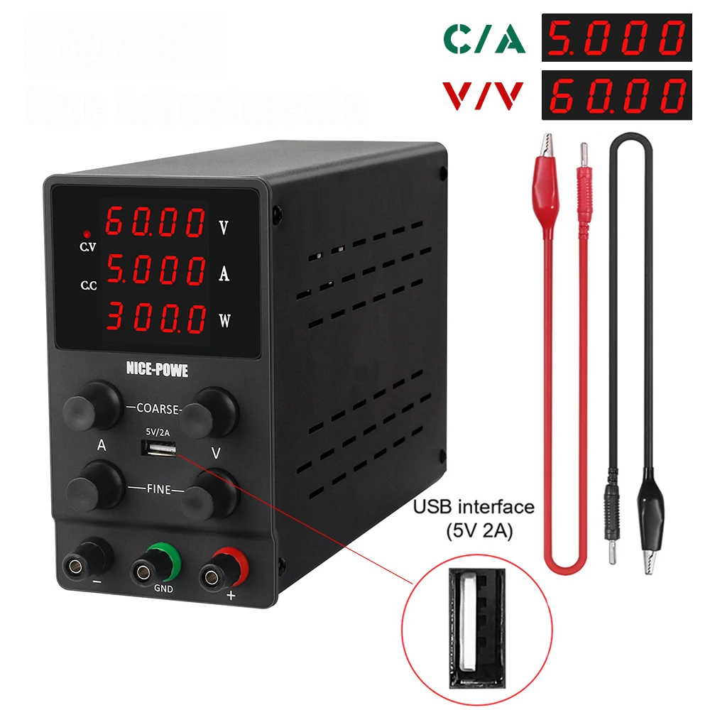 NICE-POWER 60V 5A DC Adjustable Power Supply Switching Laboratory Power Source Digital Voltage And Current Regulator 110V/220V
NICE-POWER 60V 5A DC Adjustable Power Supply Switching Laboratory Power Source Digital Voltage And Current Regulator 110V/220V