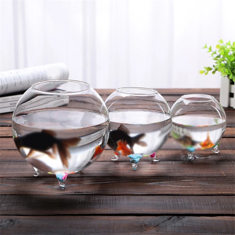 Ваза из прозрачного стекла аквариум с шариками и ножками Террариум кашпо для