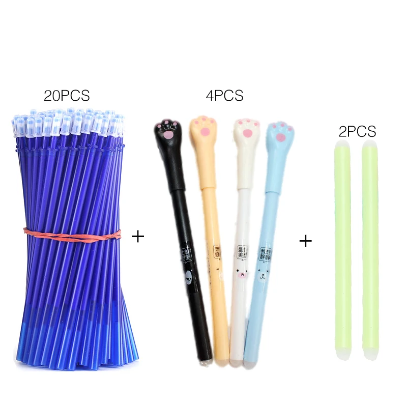 26Pcs/set kawaii Cat Erasable Pen Washable handle Blue Black Ink Ballpoint Pens for School Office Stationery Supplies Exam Spare
26Pcs/set kawaii Cat Erasable Pen Washable handle Blue Black Ink Ballpoint Pens for School Office Stationery Supplies Exam Spare