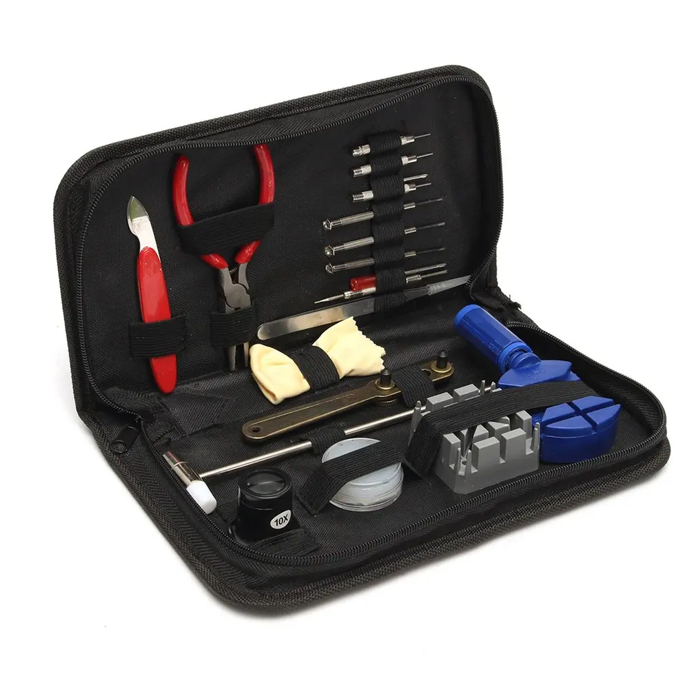 19pcs/set Watch Repair Tool Kit Watch Clock Opener Link Remover Spring Bar Tool Set With Black Water Resistant Storage Bag
19pcs/set Watch Repair Tool Kit Watch Clock Opener Link Remover Spring Bar Tool Set With Black Water Resistant Storage Bag