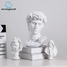 Statue de tête de croquis en résine nordique strong well buste sans gypse Mini Figurines classiques David Figurines Miniatures ornements de Sculpture et cadeaux(China)
