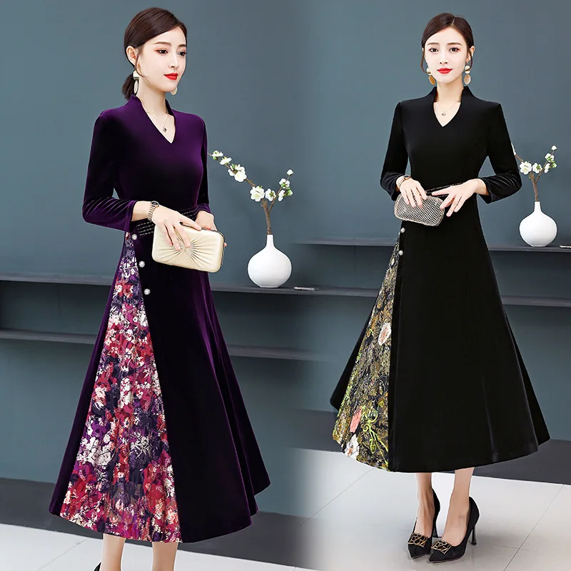 2019 Autumn New Style Velvet Women's Middle-aged Western Style Wedding Banquet Mother in Law Mom Formal Dress Nobility
2019 Autumn New Style Velvet Women's Middle-aged Western Style Wedding Banquet Mother in Law Mom Formal Dress Nobility