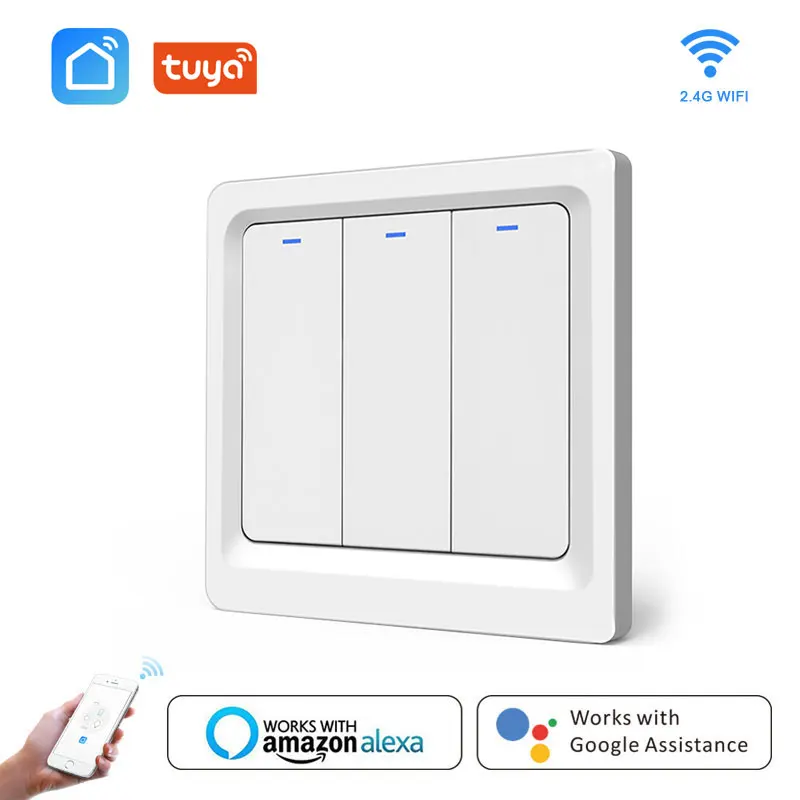 WiFi Wall Push Light Switch Alexa Google Home Enable Tuya Smart Life APP Control EU 1 Gang 2 / 3 Gangs Smart Switches Automation
WiFi Wall Push Light Switch Alexa Google Home Enable Tuya Smart Life APP Control EU 1 Gang 2 / 3 Gangs Smart Switches Automation
