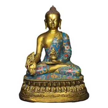 LaoJunLu Pure Copper Cloisonne Filigree Enamel Color Shakyamuni Pharmacist Buddha Imitation antique bronze masterpiece
LaoJunLu Pure Copper Cloisonne Filigree Enamel Color Shakyamuni Pharmacist Buddha Imitation antique bronze masterpiece
