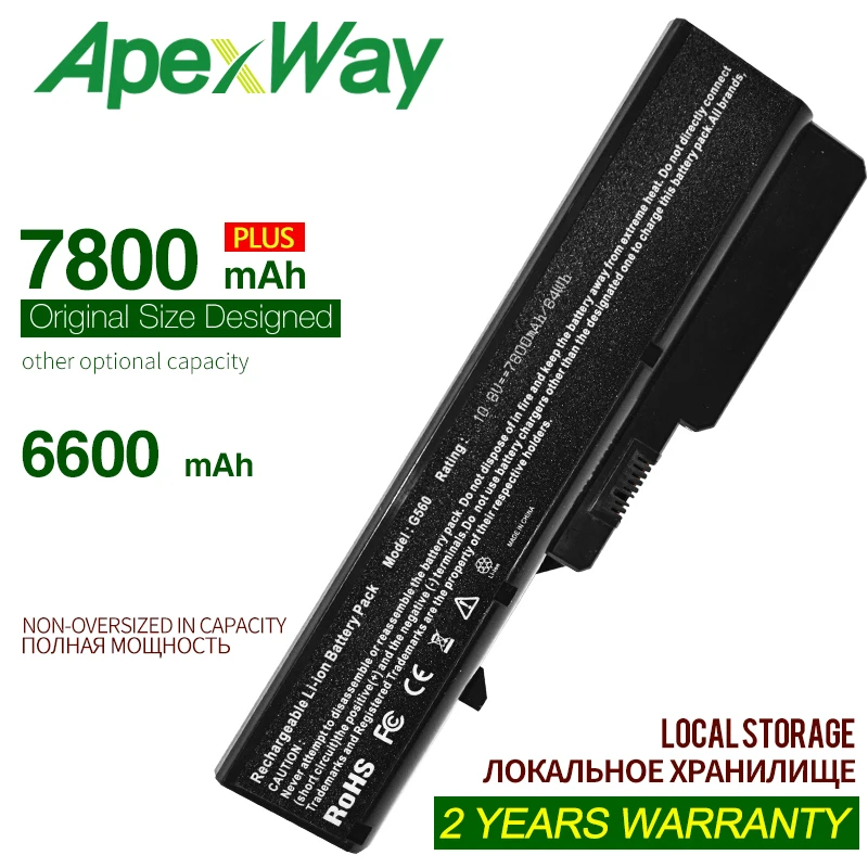 Apexway 9 ячеек Аккумулятор для ноутбука L09M6Y02 L10M6F21 L09S6Y02 L09L6Y02 Lenovo G460 G465 G470 G475 G575 G770 Z460