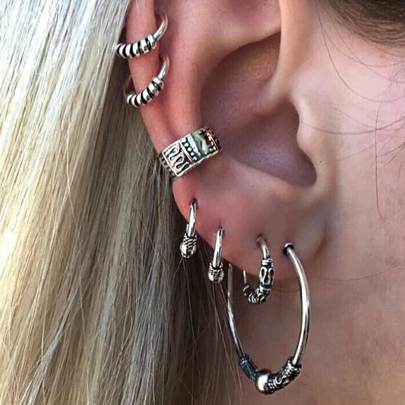 7 Pcs/Set Punk Style Silver Color Earrings Set for Women Hot Sale Bohemian Vintage Earrings Clip Wholesale
7 Pcs/Set Punk Style Silver Color Earrings Set for Women Hot Sale Bohemian Vintage Earrings Clip Wholesale