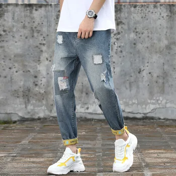 #2111 Summer Ripped Jeans For Men Fashions Ankle-length Pencil Denim Mens Jeans Size 42 Japanese Streetwear Jogger Jeans Blue
#2111 Summer Ripped Jeans For Men Fashions Ankle-length Pencil Denim Mens Jeans Size 42 Japanese Streetwear Jogger Jeans Blue
