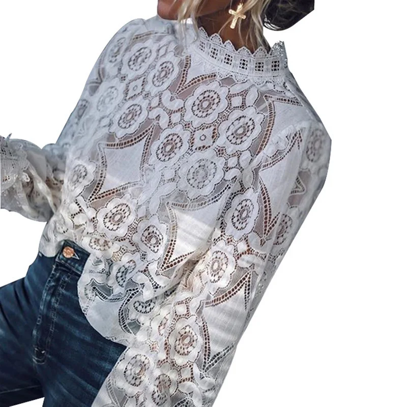 Women Blouse Elegant Formal Floral Long Sleeve White Shirts Lady Flower Hollow Lace Fashion Female Autumn Office Clothing
Women Blouse Elegant Formal Floral Long Sleeve White Shirts Lady Flower Hollow Lace Fashion Female Autumn Office Clothing