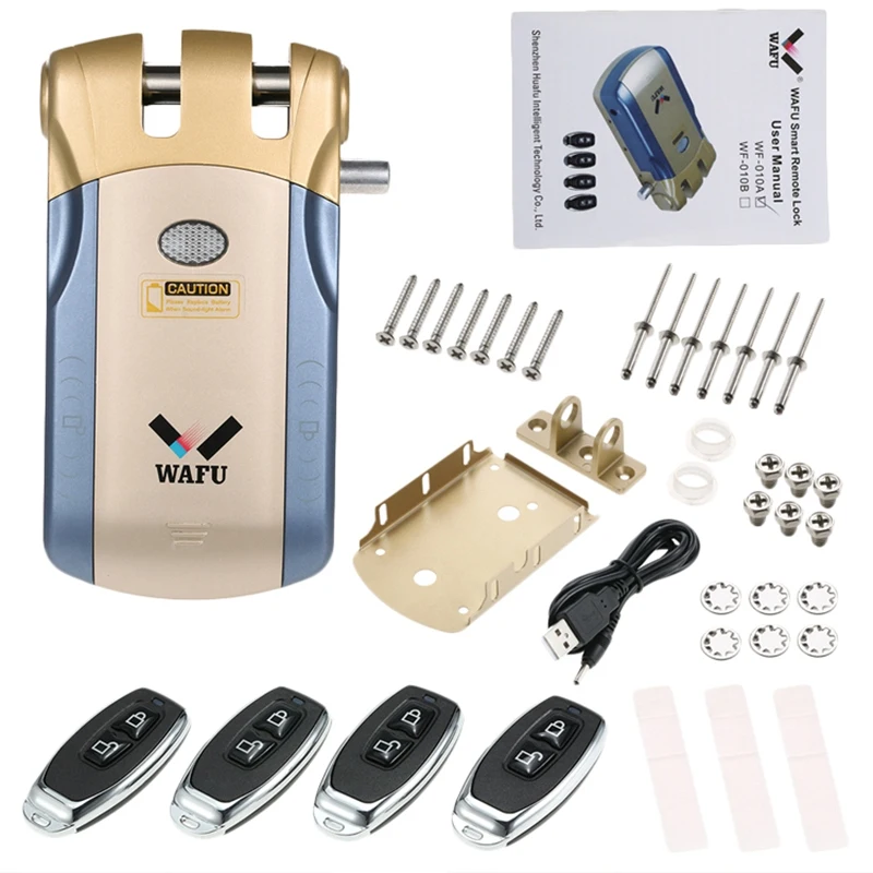 Wafu Wf-010 Wireless Electronic Door Lock Keyless Invisible Intelligent Lock With Press Locked&Unlock Button 4 Remote Control Ke
Wafu Wf-010 Wireless Electronic Door Lock Keyless Invisible Intelligent Lock With Press Locked&Unlock Button 4 Remote Control Ke
