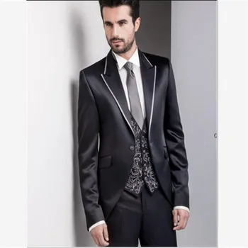 New Elegant Male Suit Black Wedding Tuxedos Bridegroom New Lapel Formal Prom Costume Homme Men's Suits 3-piece (Jacket+Pants+Vest) Traje Hombre 
New Elegant Male Suit Black Wedding Tuxedos Bridegroom New Lapel Formal Prom Costume Homme Men's Suits 3-piece (Jacket+Pants+Vest) Traje Hombre