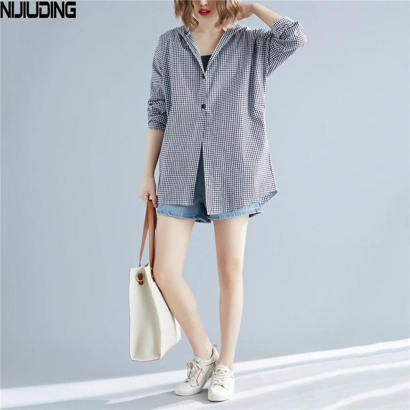 NIJIUDING 2020 Summer Spring Women's Long Sleeve Casual Plaid Hooded Collar Bottons Jackets Loose Cardigan Shirt Coat Outwear
NIJIUDING 2020 Summer Spring Women's Long Sleeve Casual Plaid Hooded Collar Bottons Jackets Loose Cardigan Shirt Coat Outwear