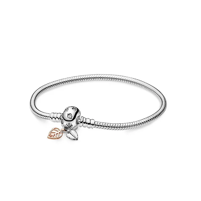 Pan S925 Fine Silver New Style Rose Gold Silver Snake Bones Chain Bracelets Fallen Leaves Hanging Beaded Bracelet Sub-DIY Access
Pan S925 Fine Silver New Style Rose Gold Silver Snake Bones Chain Bracelets Fallen Leaves Hanging Beaded Bracelet Sub-DIY Access