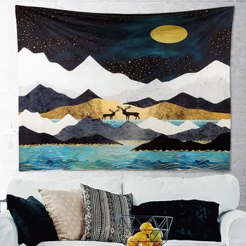 Wall Hanging Tapestry Blanket HD Print Mountain Deer Moonlight Nature Landscape Wall Tapestry for Bedroom Room Home Decoration 
Wall Hanging Tapestry Blanket HD Print Mountain Deer Moonlight Nature Landscape Wall Tapestry for Bedroom Room Home Decoration