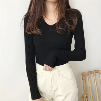 2019 Autumn Sweater Women Fashion Casual V-Neck Sweaters Solid Color Winter Basic Tops Wild Long Sleeve Sweat Shirts 
2019 Autumn Sweater Women Fashion Casual V-Neck Sweaters Solid Color Winter Basic Tops Wild Long Sleeve Sweat Shirts