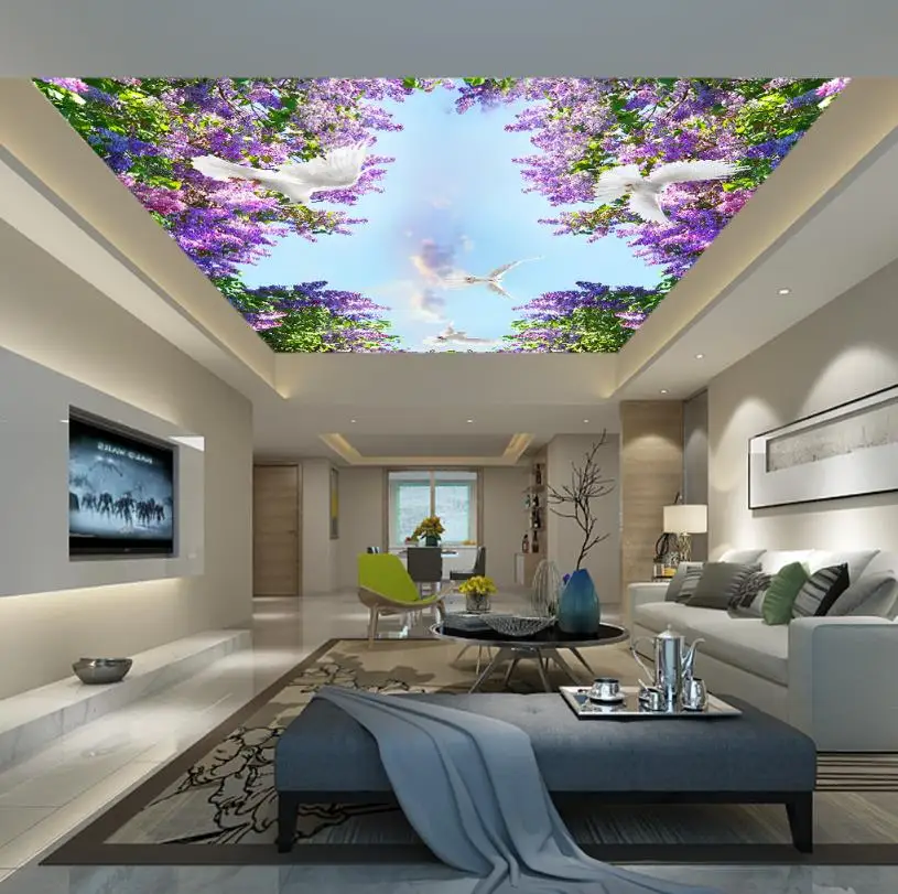 Papel де parede 3 d 3D потолочные фото обои Лавандовое небо для стен Фотообои |