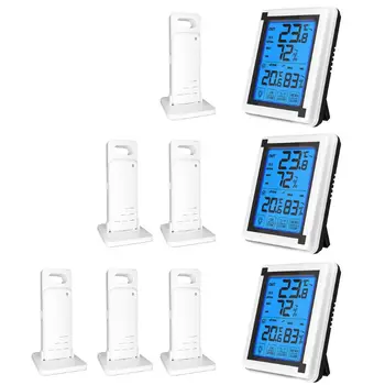 

Touch screen Wireless Weather Station ℃/℉ Thermometer Hygrometer with 3 Forecast Sensor Temperature Humidity Monitor