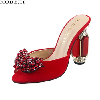 Brand Shoes Designer Summer Sandals Women Luxury 2019 High Heels Rhinestone Red Black Green Sandals Block Heel Party Shoes Woman
Brand Shoes Designer Summer Sandals Women Luxury 2019 High Heels Rhinestone Red Black Green Sandals Block Heel Party Shoes Woman