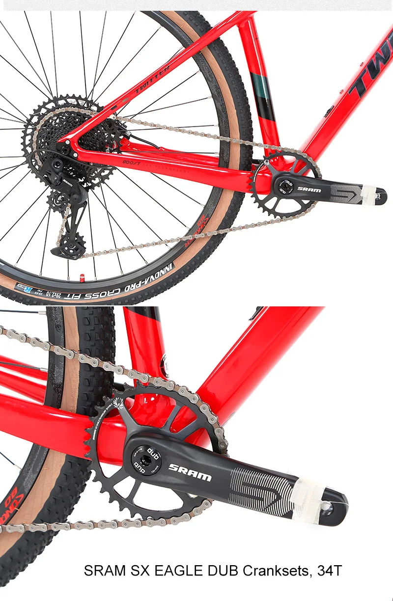 TWITTER 27.5/29 inch carbon mountain bike 1*12 Speed Double Disc Brake MTB Bicycle SX EAGLE Transmission with Inner cables