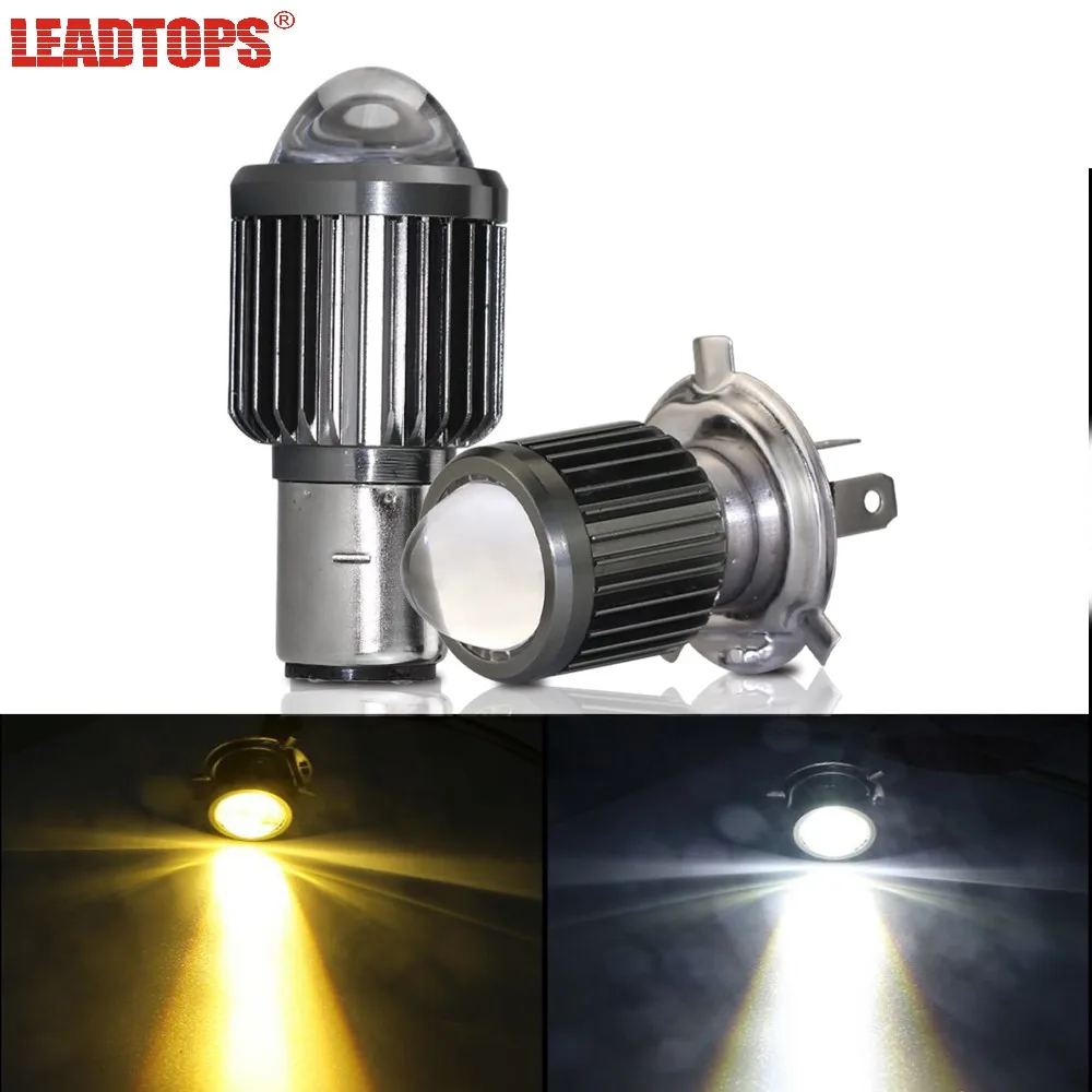 

LEADTOPS 1PCS H4 Motorcycle LED Headlight H6 BA20D Electric Car Light with Lens 3000K 6000K 2 in 1 Bulb 30W 12V CJ