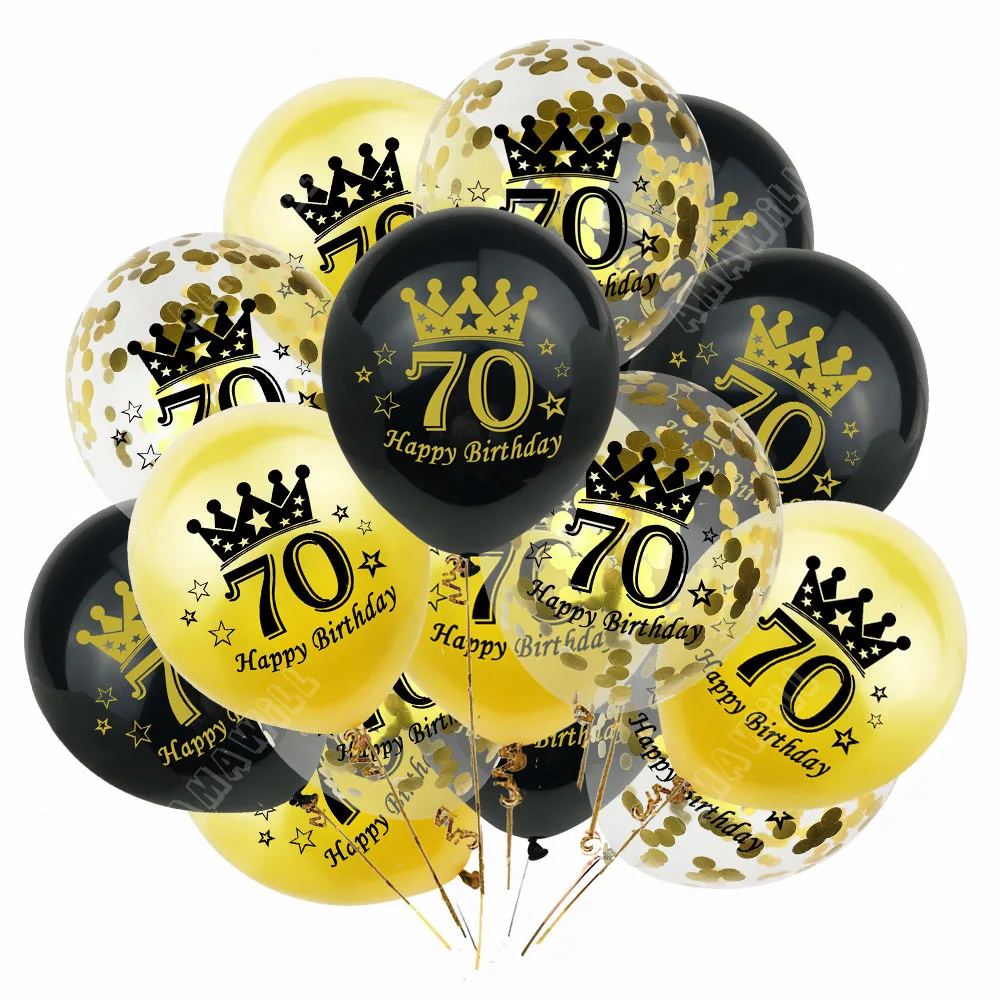 15 шт латексные шары с днем рождения 12 дюймов конфетти 30 40 50 60 70 лет годовщина