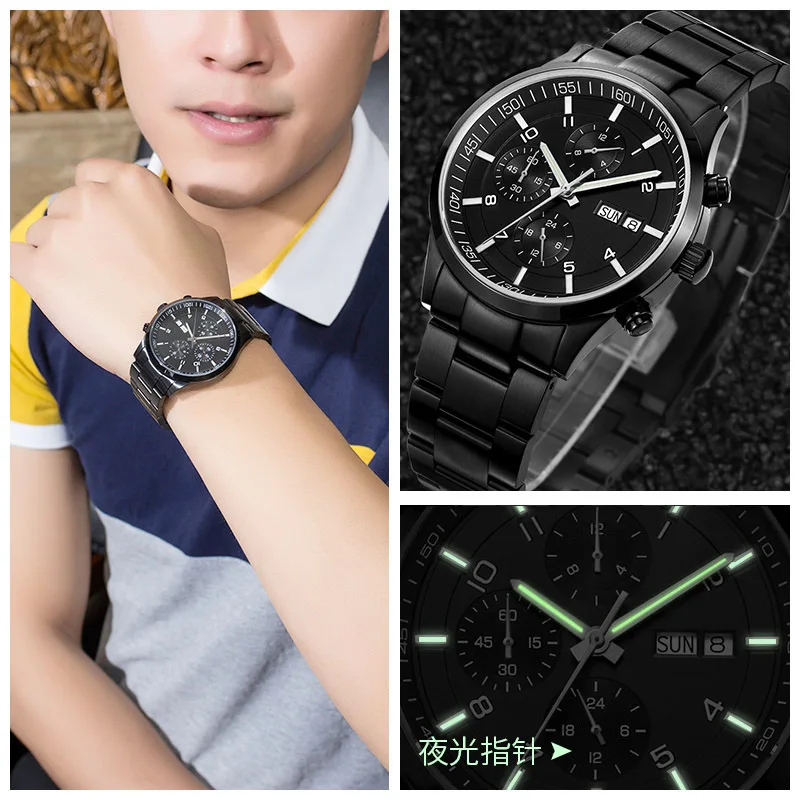 Watch Processing OEM Multi-functional Analog Watch Three Eye Dial Customizable OEM Broad Brand MEN'S Watch
Watch Processing OEM Multi-functional Analog Watch Three Eye Dial Customizable OEM Broad Brand MEN'S Watch