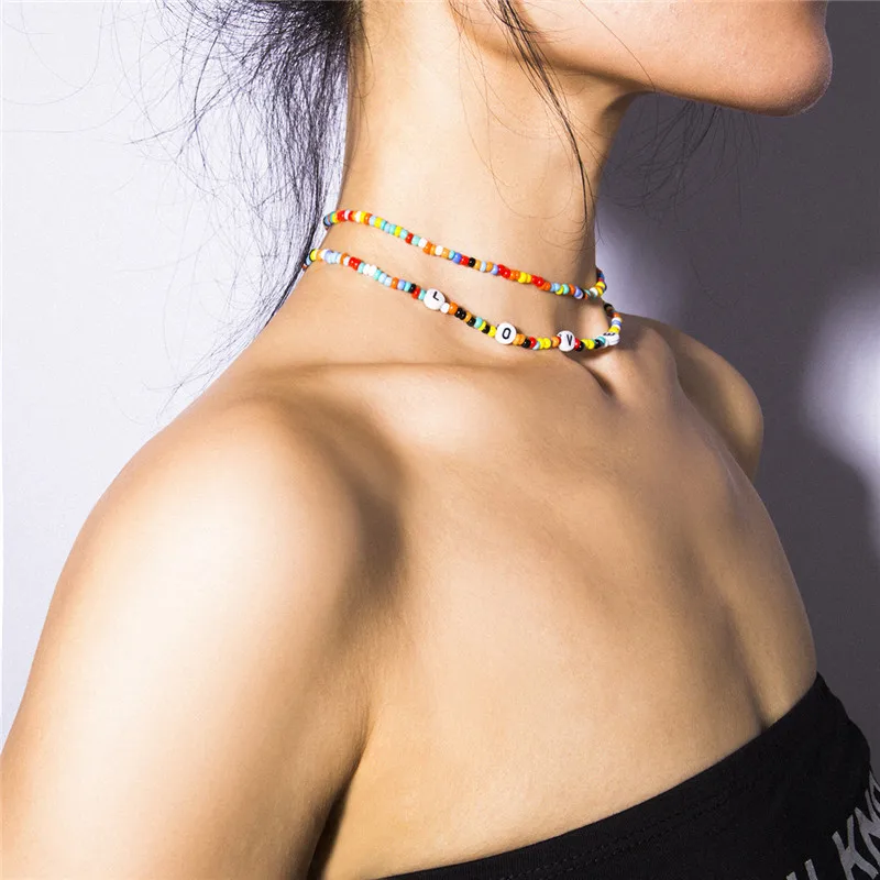 Bohemian Colored Beads Shell Necklace Letter Pearl Woman Fashion Choker Chain Multilayer Abnormity of Ethnic Wind Pearl Rice
Bohemian Colored Beads Shell Necklace Letter Pearl Woman Fashion Choker Chain Multilayer Abnormity of Ethnic Wind Pearl Rice