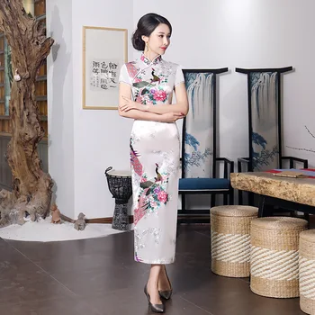Plus Size 3XL Women Tight Vintage Cheongsam Novelty Print Peacock Satin Traditional Chinese Dress Elegant Long Qipao Vestidso
Plus Size 3XL Women Tight Vintage Cheongsam Novelty Print Peacock Satin Traditional Chinese Dress Elegant Long Qipao Vestidso