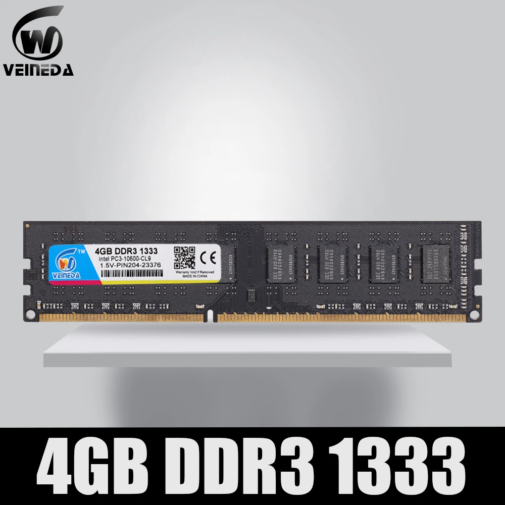 Оперативная память VEINEDA Dimm DDR3 4 Гб 1333 МГц ddr 3 PC3-10600 совместимая с 1066 1600 240pin для любых
