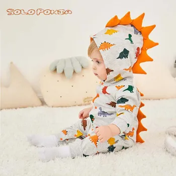 

100% Cotton Baby Romper Infant Cute Clothes 0-5 Y New Born Boy Girl Dinosaur Cartoon Funny Costume Pajama Soft Warm Outfit 9039